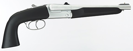 Taylors  &  Company 210248 Alaskan Howdah Pedersoli 45 Colt (Long Colt) SA 410 Gauge 2 Shot 10.25" Matte Chrome Octagon Barrel, Matte Chrome Steel Frame, Black Rubber Grip