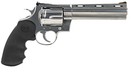 Colt Mfg ANACONDASP6RTS Anaconda  44 Mag 6 Shot 6" Stainless Recessed Target/Vent Rib Barrel,  Cylinder  &  Frame, Black Hogue Rubber w/Finger Grooves Grip