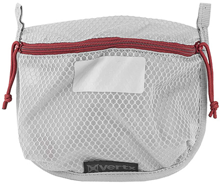 Vertx VTX5200AGYNA Overflow Pouch Medium Size made of White Nylon with Mesh  &  Red Accents, YKK Zipper  &  Durable Hook Back Panel 5" W x 7.25" H Dimensions