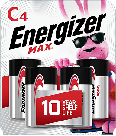 Energizer E93BP4 C Max Black  &  Silver 1.5V Alkaline, Qty (4) Single Pack