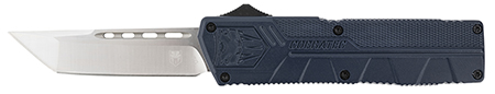 CobraTec Knives NYCTLWTNS Lightweight  3.25" OTF Tanto Plain D2 Steel Blade/NYPD Blue Aluminum Handle Includes Pocket Clip