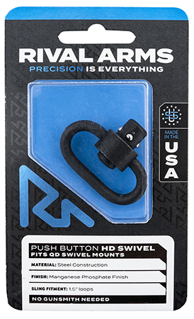 Rival Arms RA-RA92S1B HD Swivel  Black Manganese Phosphate Steel with 1.25" Loop  &  Push Button