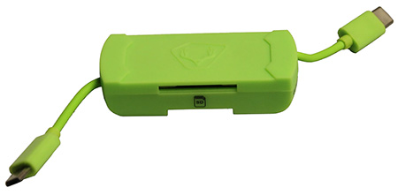 HME HMESDCRAND Memory Card Reader Android Compatible With Tablets w/Micro USB  &  USB Connector Up To 256GB Black/Green