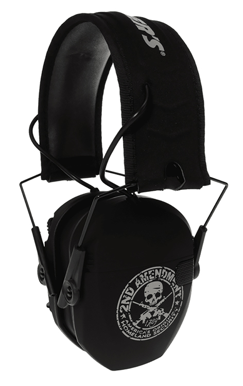 Walker's GWPRSEMFS2A Razor Slim Electronic Freedom Muff 23 dB Over the Head Black w/Distressed 2nd Amendment Polymer