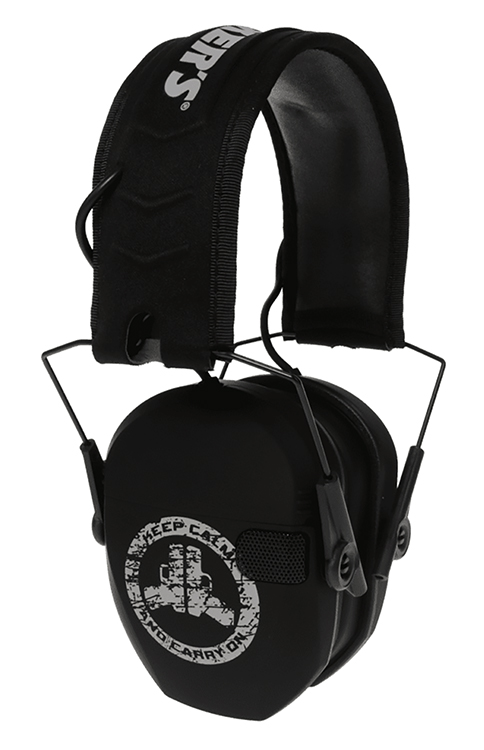 Walker's GWPRSEMFSKCCO Razor Slim Electronic Freedom Muff 23 dB Over the Head Black w/Distressed Carry On Logo Polymer