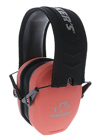 Walker's GWPRSMPASCOR Razor Slim Passive Muff 27 dB Over the Head Coral/Black Polymer