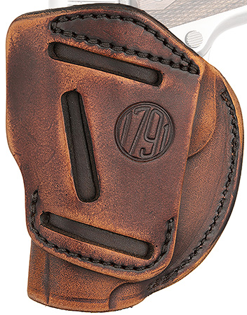 1791 Gunleather 4WH1VTGR 4-Way  IWB/OWB Size 01 Vintage Leather Belt Clip Fits 1911 3-4" Right Hand