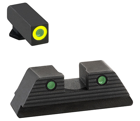AmeriGlo GL819 Trooper Sight Set for Glock  Green Tritium LumiGreen Outline Front Sight-Green Tritium Black Outline Rear Sight