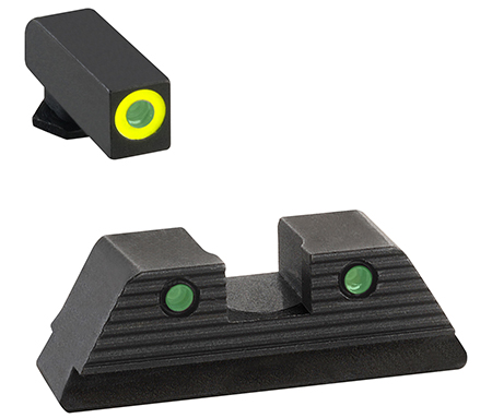 AmeriGlo GL821 Trooper Sight Set for Glock  Green Tritium LumiGreen Outline Front Sight-Green Tritium Black Outline Rear Sight