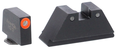 AmeriGlo GL452 Optic Compatible Sight Set for Glock  XL Tall Green Tritium Orange Outline Front Sight-Green Tritium Black Outline Rear Sight