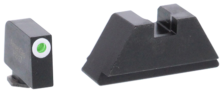 AmeriGlo GL411 Optic Compatible Sight Set for Glock  XL Tall Green Tritium White Outline Front Sight-Green Tritium Black Rear Sight