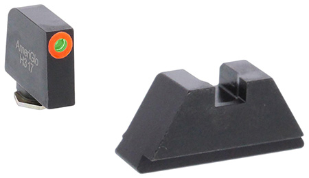 AmeriGlo GL511 Optic Compatible Sight Set for Glock  XL Tall Green Tritium Orange Outline Front Sight-Green Tritium Black Rear Sight