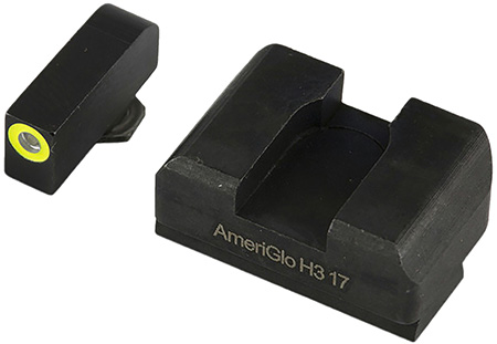 AmeriGlo GL611 Optic Compatible Sight Set for Glock  XL Tall Green Tritium LumiGreen Outline Front Sight-Black Rear Sight