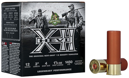 HEVI-Shot HS53304 HEVI-XII  12Gauge 3" 1 1/4oz Tungsten 4Shot 25 Per Box/10 Case