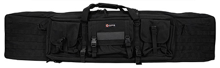 GPS Bags DRC55 Double Rifle Case Black 600D Polyester w/ 2 Padded Pistol Sleeves MOLLE Webbing  &  Lockable Zippers
