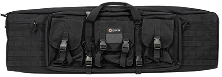GPS Bags DRC42 Double Rifle Case Black 600D Polyester w/ 2 Padded Pistol Sleeves MOLLE Webbing  &  Lockable Zippers