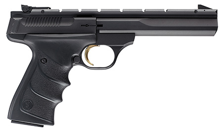 Browning 051421490 Buck Mark Contour *CA Compliant 22 LR 10+1 5.50" Black Contoured Barrel, Matte Blued Aluminum Frame  &  Receiver w/Rail, Black Overmolded Grip, Right Hand