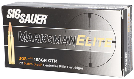 Sig Sauer E308M120 Marksman Elite  308 Win 168 gr Open Tip Match 20 Per Box/ 25 Case