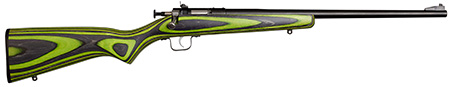 Crickett KSA2231 Youth  22 LR 1rd 16.12" Blued Barrel  &  Receiver, Fixed Front/Adjustable Rear Peep Sights, Green/Black Laminate Stock w/11.5" LOP, Rebounding Firing Pin Safety