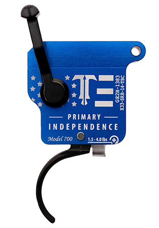 TriggerTech X33SRB14TBC Primary Independence Single-Stage Curved Trigger with 1.50-4 lbs Draw Weight, Red  &  Blue with White Engraving Finish for Remington 700