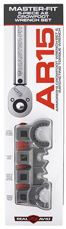 Real Avid AVMF5WS Master -Fit 5 Piece Crowfoot Wrench Set Gray/Red AR-Platform Heavy Duty Torque Wrench Handle 5 Pieces