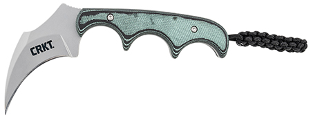 CRKT 2389 Keramin  2.31" Fixed Plain Bead Blasted 5Cr15MoV SS Blade/ Green Contoured Resin Infused Fiber Handle Includes Lanyard/Sheath