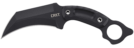 CRKT 2630 DU Hoc  5.10" Fixed Recurve Plain Black Powder Coated SK-5 Steel Blade, Black Textured G10 Handle, Includes Sheath