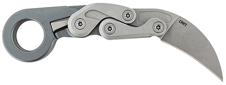 CRKT 4045 Provoke  Compact 2.26" Folding Hawkbill Plain Stonewashed D2 Steel Blade, Stonewashed Aluminum Handle, Includes Pocket Clip