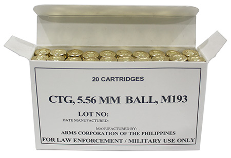 Armscor 50174 Precision M193 5.56x45mmNATO 55gr Full Metal Jacket 20 Per Box/50 Case
