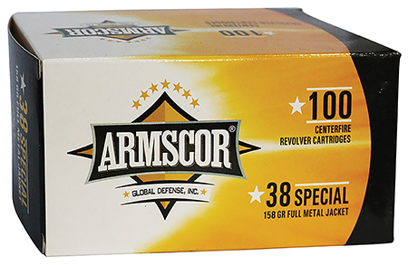 Armscor 50449 Precision Value Pack 38Special 158gr Full Metal Jacket 100 Per Box/12 Case