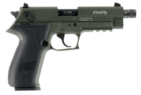 GSG GERG2210TFFG FireFly  22 LR 10+1 4.90" Black Steel/Threaded Barrel, Green Serrated Slide  &  Zinc Alloy w/Accessory Rail Frame, Black Polymer Grip
