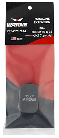 Warne MEG1932GR Magazine Extension  made of 6061-T6 Aluminum with Hardcoat Anodized Gray Finish for Glock 19, 23 Magazines (Adds 3rds 9mm Luger, 2rds 40 S&W)