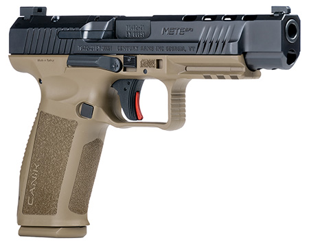Canik HG5635N Mete SFx Full Size Frame 9mm Luger 20+1/18+1, 5.20" Black Match Grade Barrel Black Nitride Serrated Steel Slide, Flat Dark Earth Polymer Frame w/Picatinny Rail, Ambidextrous