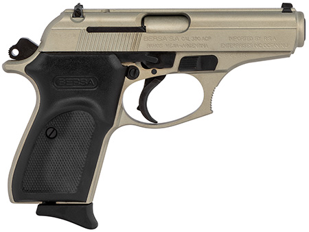 Bersa T380NKL8 Thunder  Micro-Compact Frame 380 ACP 8+1, 3.50" Satin Nickel Steel Barrel, Serrated Steel Slide  &  Aluminum Frame