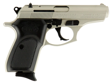 Bersa T22NKL Thunder  Micro-Compact Frame 22 LR 10+1 3.50" Nickel Steel Barrel, Nickel Cerakote Serrated Slide  &  Aluminum Frame w/Beavertail Black Textured Polymer Grip
