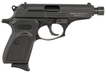 Bersa T380M8X Thunder  Micro-Compact Frame 380 ACP 8+1 3.50" Black Steel Threaded Barrel, Matte Black Steel Serrated Slide, Matte Black Aluminum Frame, Black Rubber Grip, Right Hand