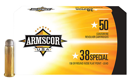 Armscor FAC385N USA  38Special 158gr Lead Round Nose Flat Point 50 Per Box/20 Case