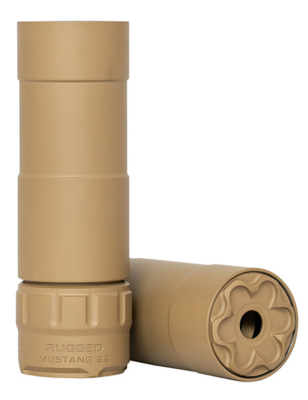 Rugged Suppressor P51FDE22 Mustang 22 22 LR 1.06" D 1/2"-28 tpi 113dB At Ear Flat Dark Earth High Temp Cerakote 7075-T6 Aluminum Baffles/Tube Titanium Mount