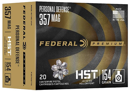 Federal P357HST1S Premium Personal Defense 357Mag 154gr HST Jacketed Hollow Point 20 Per Box/10 Case