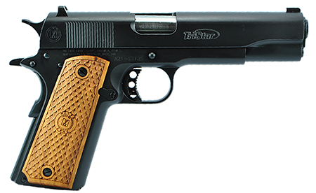 TriStar 85604 American Classic Government 1911 9mm Luger 10+1 5" Stainless Steel Barrel, Blued Serrated Steel Slide, Blued Steel Frame w/Beavertail, Wood Grip