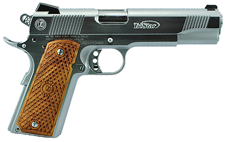 TriStar 85618 American Classic II 1911 10mm Auto 8+1, 5" Stainless Steel Barrel, Chrome Serrated Steel Slide, Chrome Steel Frame w/Beavertail, Wood Grip