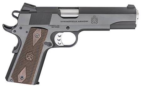 Springfield Armory PX9420 1911 Garrison 45 ACP 7+1, 5" Stainless Match Grade Steel Barrel, Salt Blued Serrated Carbon Steel Slide, Blued Steel Frame w/Beavertail, Thin-Line Wood Grip