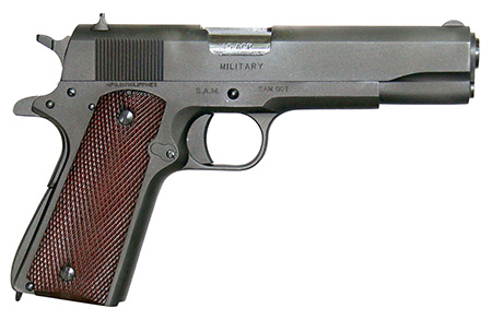Global Defense GDMILBK455 Military  45 ACP 9+1 5" Barrel, Overall Mil-Spec Matte Black Finish Steel, Serrated Slide, Textured Wood Grip, Grip Safety Includes Magazine
