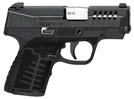 Savage Arms 67003 Stance  9mm Luger 7+1/8+1 3.20" Barrel, Black Polymer Frame, Serrated/Ported Black Nitride Slide, Interchangeable Backstraps, Night Sights, No Manual Safety