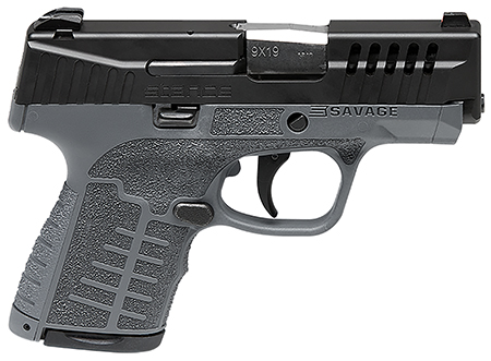 Savage Arms 67011 Stance  9mm Luger 8+1 3.20" Stainless Steel Barrel, Black Nitride Ported/Serrated Steel Slide, Gray Polymer Frame, Interchangeable Backstrap Grip, Ambidextrous