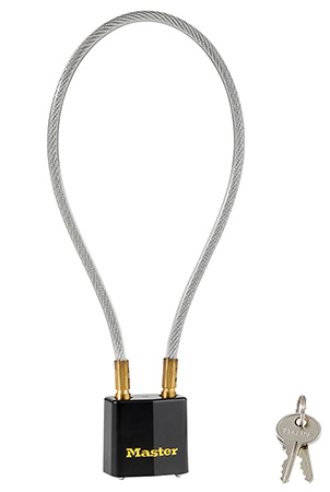 Master Lock 99DSPT Cable Lock  Open With Key Black  &  Gold Steel 14"