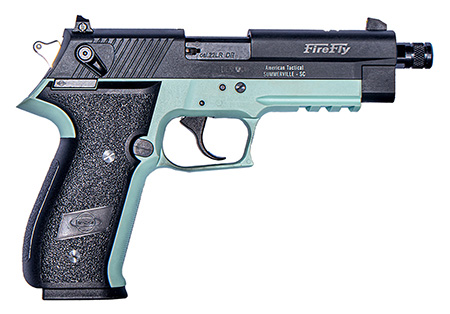 GSG GERG2210TFFM FireFly  22 LR 10+1 4" Black Threaded Barrel  &  Serrated Slide, Mint Zinc Alloy w/Accessory Rail Frame, Black Polymer Grip