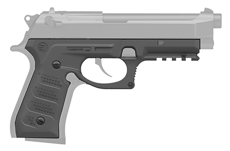 Recover Tactical BC2-04 Grip  &  Rail System  Gray Polymer Picatinny  for Most Beretta 92  &  M9 Models