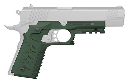 Recover Tactical CC3H03 Grip  &  Rail System  OD Green Polymer Picatinny for Standard Frame 1911