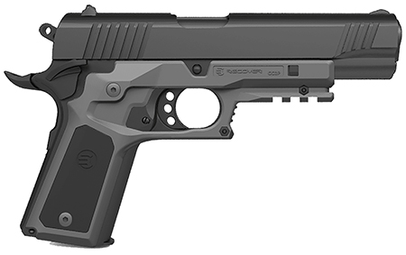 Recover Tactical CC3P0401 Frame Grip  Gray Polymer Frame with Interchangeable Black  &  Gray Panels for Standard Frame 1911